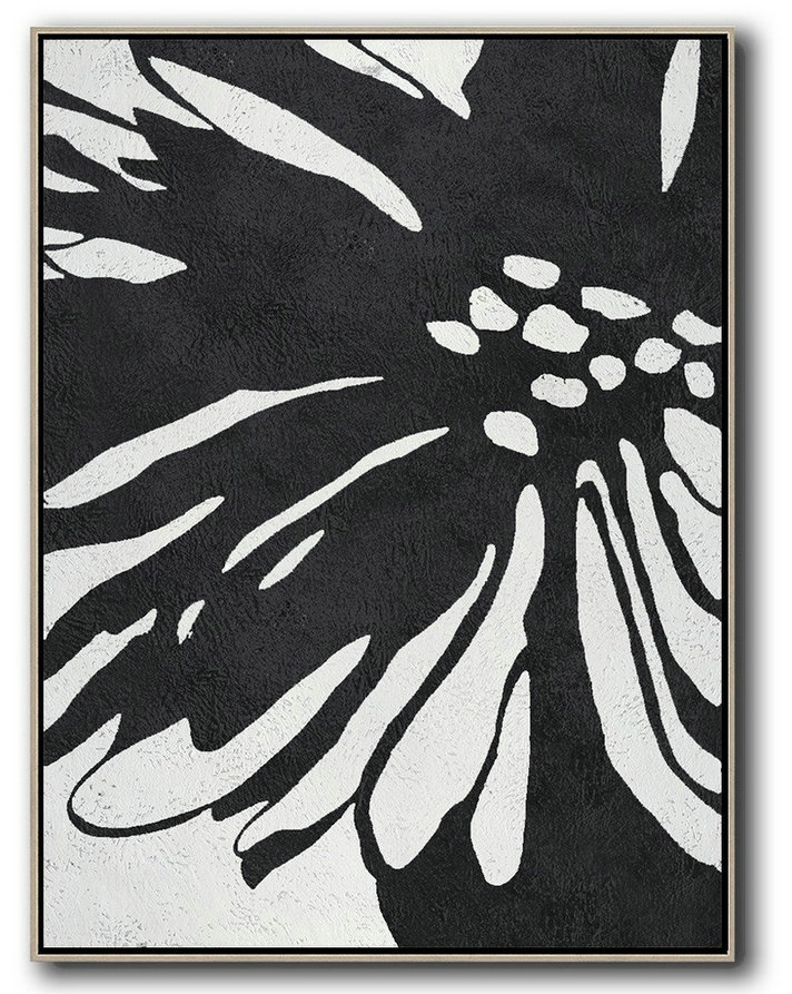 Large Paintings For Living Room,Black And White Minimal Painting On Canvas - Custom Canvas Wall Art